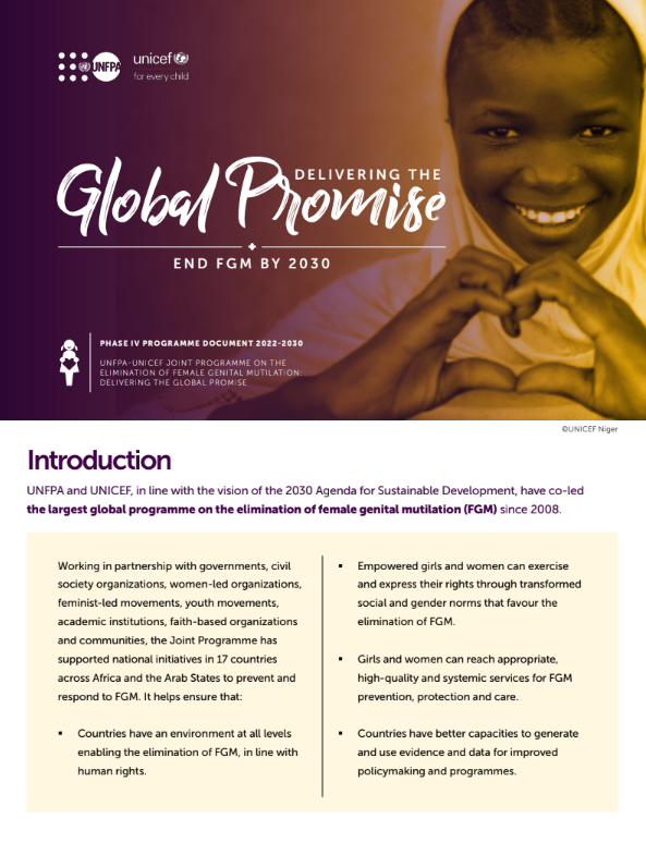 Phase IV Programme Document (2022-2030) for the UNFPA-UNICEF Joint Programme on the Elimination of Female Genital Mutilation: Delivering the Global Promise